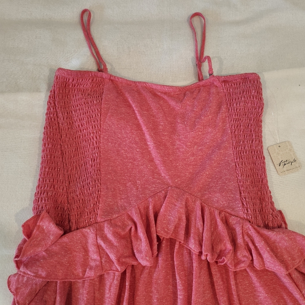 NWT Free People Free-est Myra Maxi Dress In Vintage Rosey, Sz Large Linen Blend - Picture 4 of 9